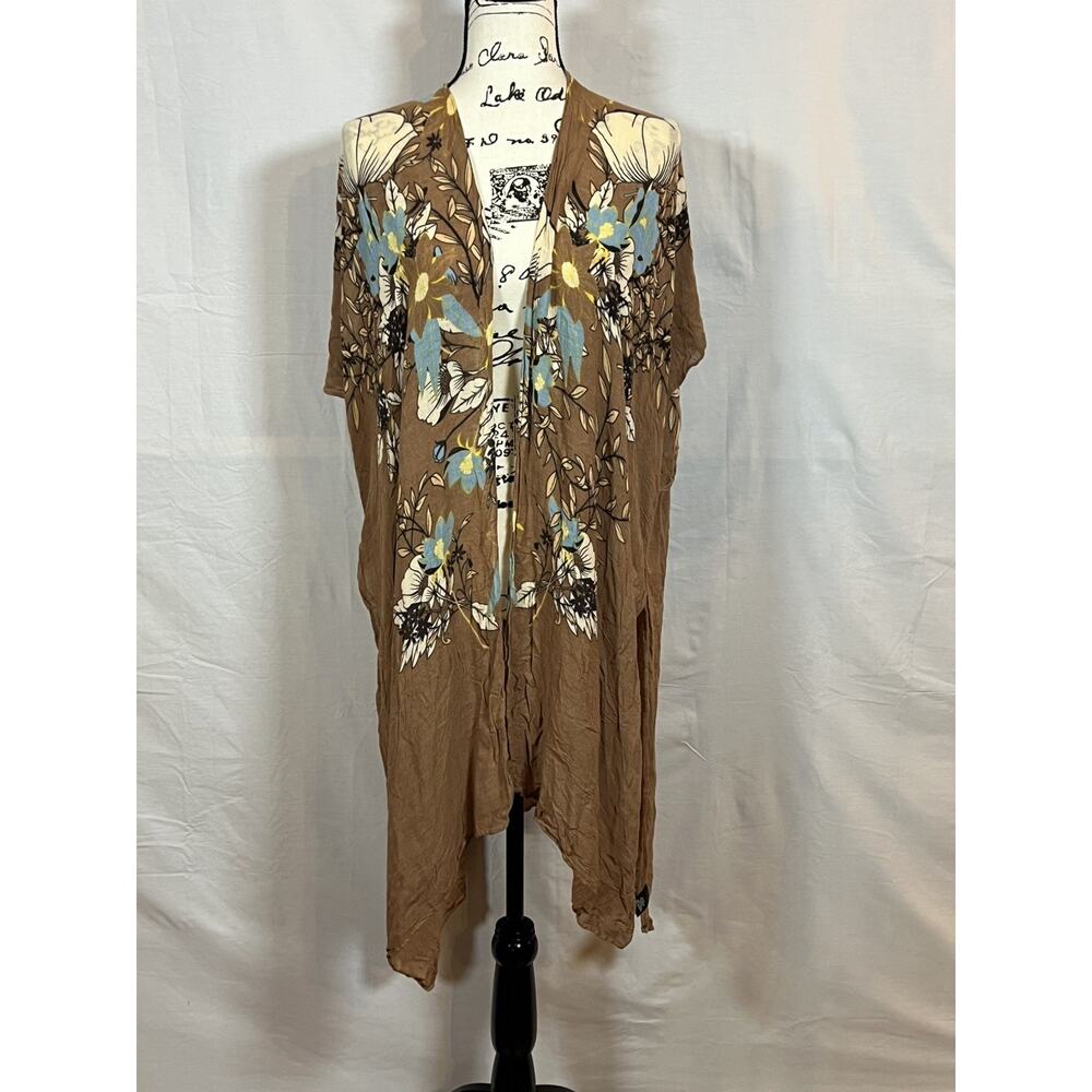 Marcus Adler New York Womens Open Front Duster Kimono One Size Multicolor Floral